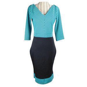 Classical V Neck Patchwork Striped Bodycon